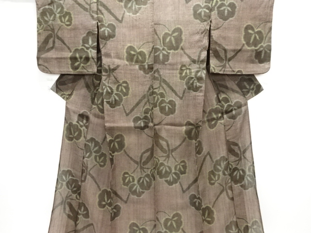 アンティーク　本場小千谷ちぢみ　枝花模様織り出し着物